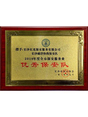 2018年度全市保安服務(wù)業(yè)優(yōu)秀保安隊(duì)（長(zhǎng)沙磁浮快線(xiàn)保安隊(duì)）
